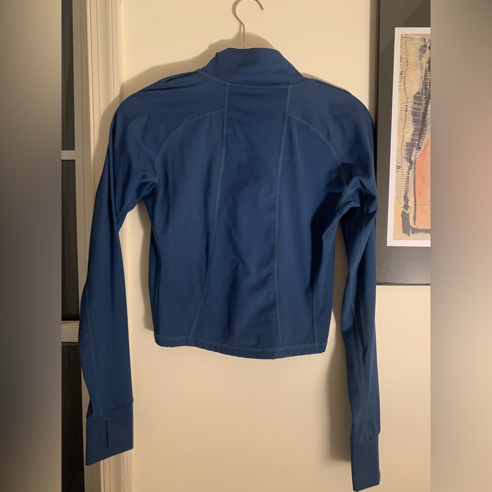 Women's Cropped Workout Jacket 1/2 Zip Pullover Slim Fit Long Sleeve Yoga Top - Picture 3 of 4